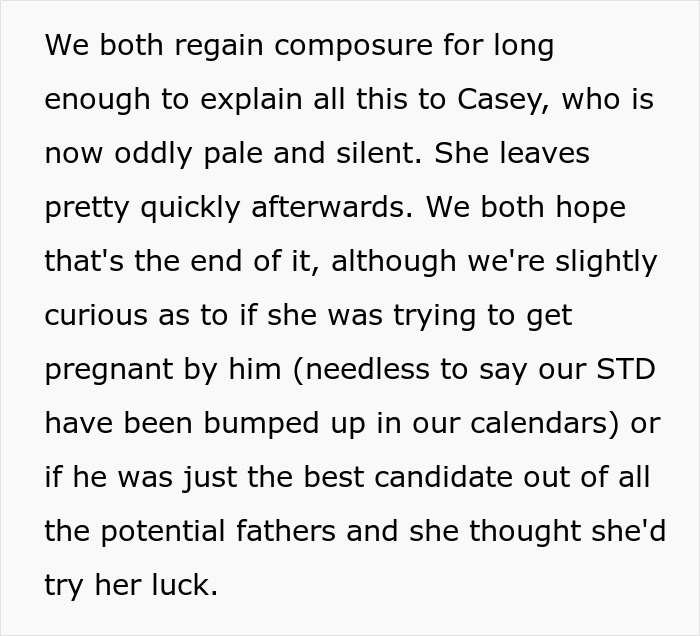 Text about a woman, a man in an open relationship, and unexpected pregnancy.