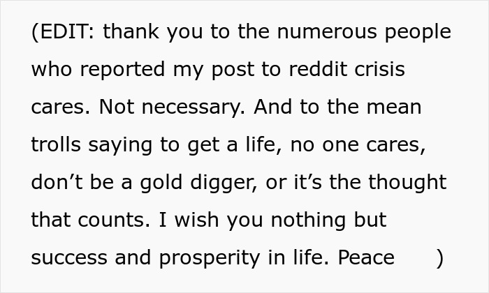 Text about crisis report and trolls, mentioning thoughts and well-wishes for success.