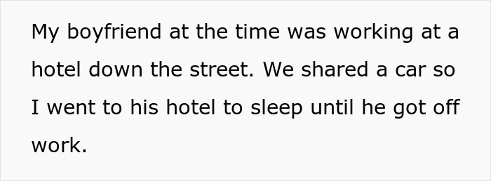Text about a shared car between the author and their boyfriend at his hotel. Text about a shared car between the author and their boyfriend at his hotel.
