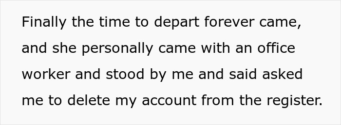 Text about deleting an account, involving a boss and employee interaction at the office. Text about deleting an account, involving a boss and employee interaction at the office.