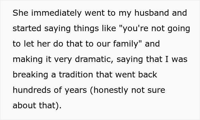 Text about a mother-in-law reacting dramatically to a broken baby name tradition.