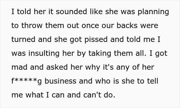 Text about a conflict over late wife's photos and a teen taking them.