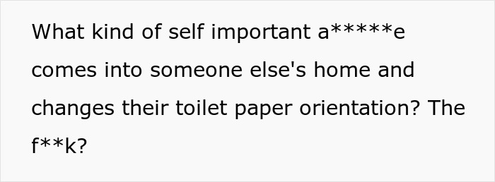 Text about a controlling MIL changing the toilet paper roll orientation. Text about a controlling MIL changing the toilet paper roll orientation.
