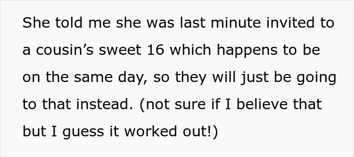 Text discussing an excuse to skip hosting friends' unruly kids without harming the friendship.