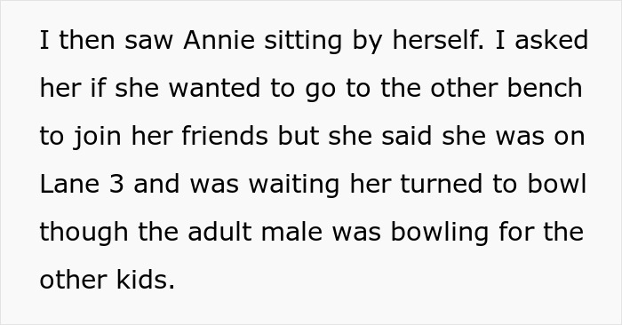 Girl sits alone at birthday party, waiting her turn to bowl while others play.
