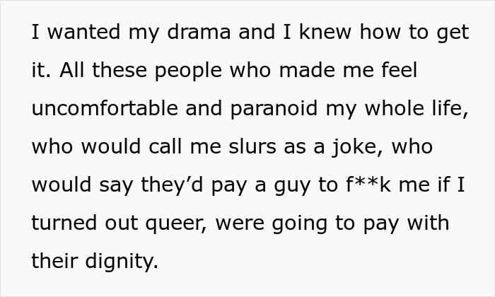 Text discussing a woman's bold decision to confront her homophobic family.