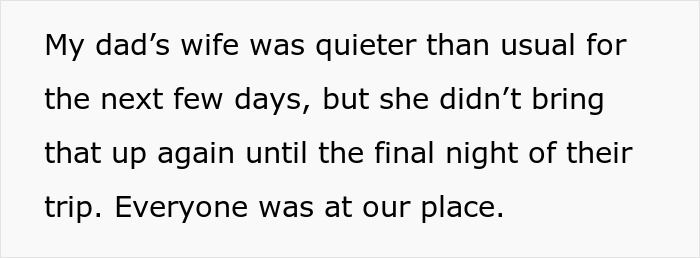 Text discusses family tension over naming a baby, with the father's wife feeling quieter after the conversation.