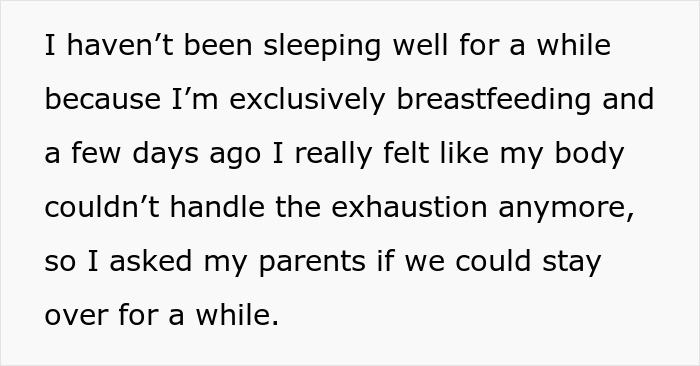 Text about newborn's difficulty, parent's decision, and breastfeeding exhaustion.