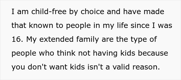 Text about being child-free by choice and family questioning the decision to not have kids. Text about being child-free by choice and family questioning the decision to not have kids.