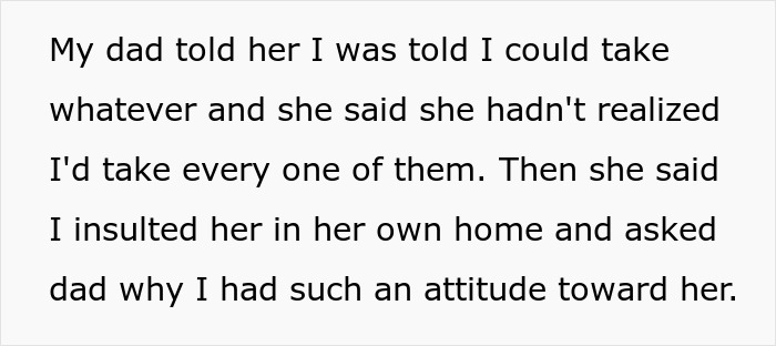 Text from a story about conflict over late wife's pictures, teenager defending choices.