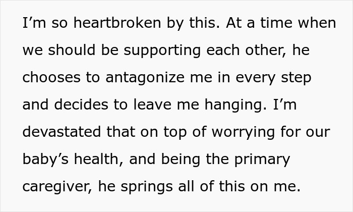 Text expressing heartbreak and frustration over lack of support during baby's pneumonia battle.