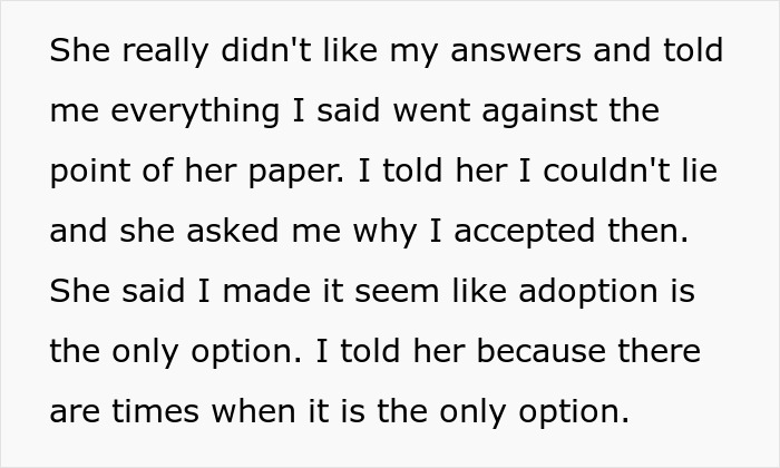 Text conversation about adoption differences and writing a paper.
