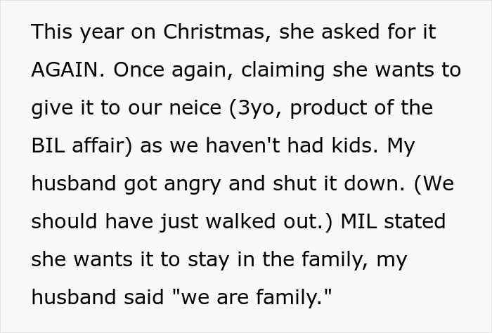 Text exchange about toxic MIL demanding family heirloom wedding ring back, creating family tension. Text exchange about toxic MIL demanding family heirloom wedding ring back, creating family tension.