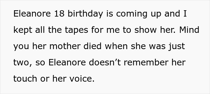 Text about a father planning to surprise daughter with tapes of her late mother.