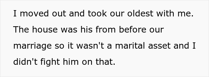 Text excerpt about moving out and taking the oldest child, related to stepmom and bio mom drama.