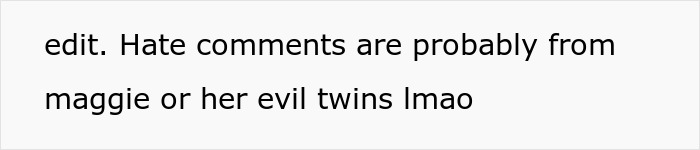 Text from Reddit thread joking about comments being from 'Maggie's evil twins'.