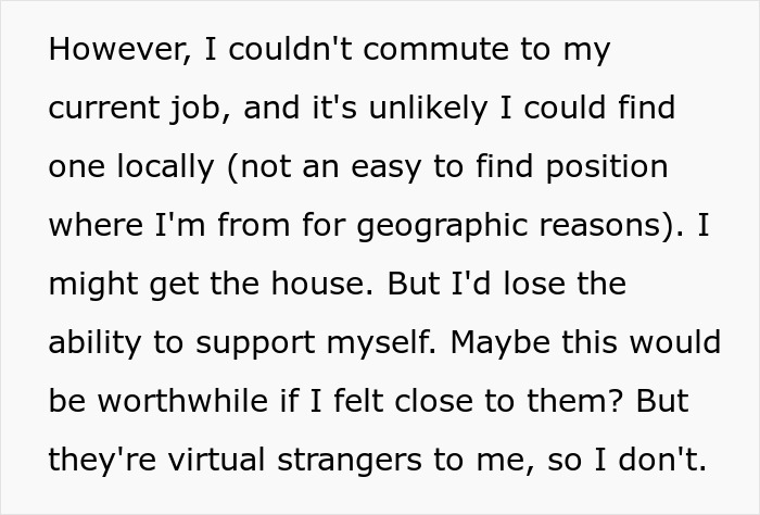 Text discussing woman's dilemma about caring for stepsiblings, feeling they're virtual strangers.