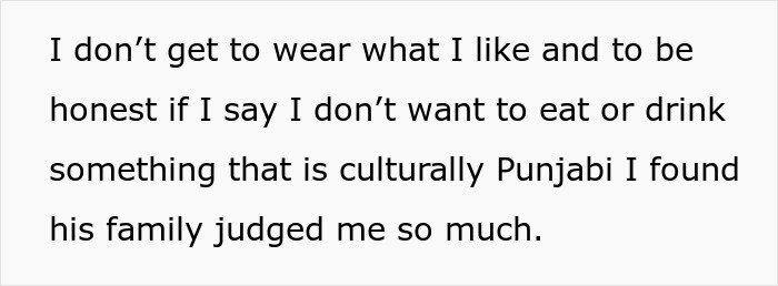 Text about wife's discomfort with cultural expectations in India.