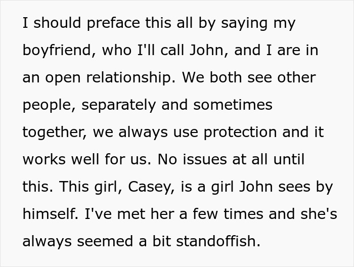 Text describing a couple in an open relationship with a mention of a woman named Casey.