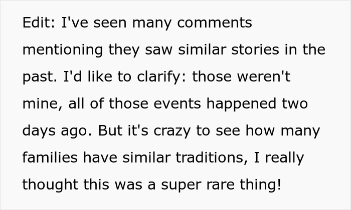 Text explaining a family's similar naming traditions, with a woman's decision on rejecting a 100-year-old baby name.