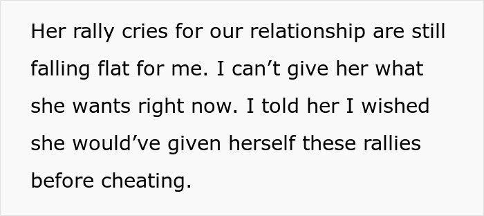 Text discussing marriage issues and suspected infidelity after a work retreat.