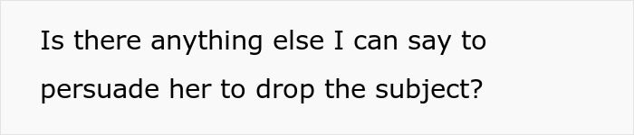 Text message asking how to persuade mom to drop daughter's "tragic story" subject.