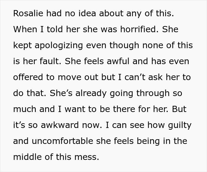 Text reveals a tense situation involving a husband's sister-in-law and wife, highlighting feelings of guilt and discomfort.