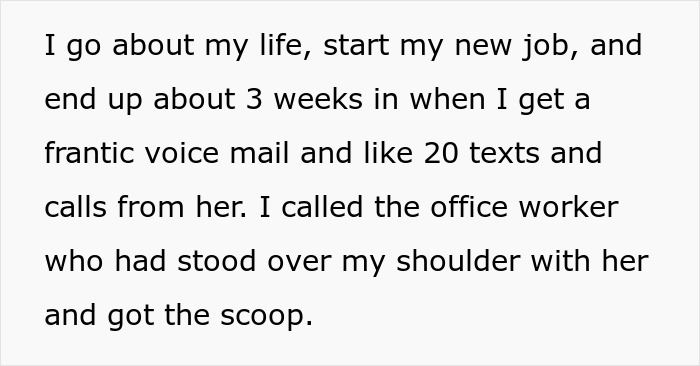 Text describing a work scenario with a female boss and employee compliance situation. Text describing a work scenario with a female boss and employee compliance situation.