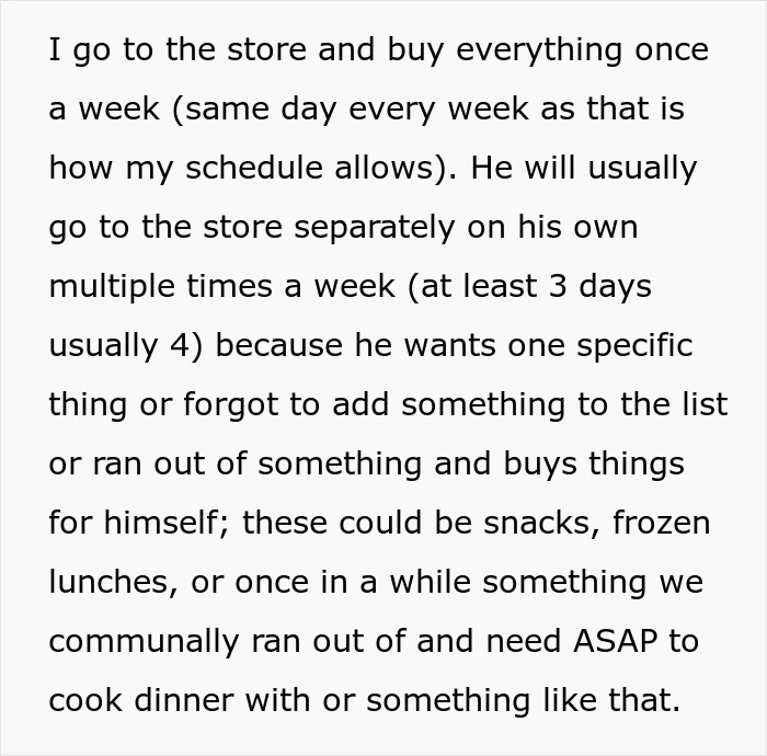 Text from a frustrated wife about her husband's separate grocery trips. Text from a frustrated wife about her husband's separate grocery trips.