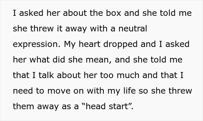 Text about a man discovering his new wife threw away tapes of his late wife, impacting his plans for his daughter.
