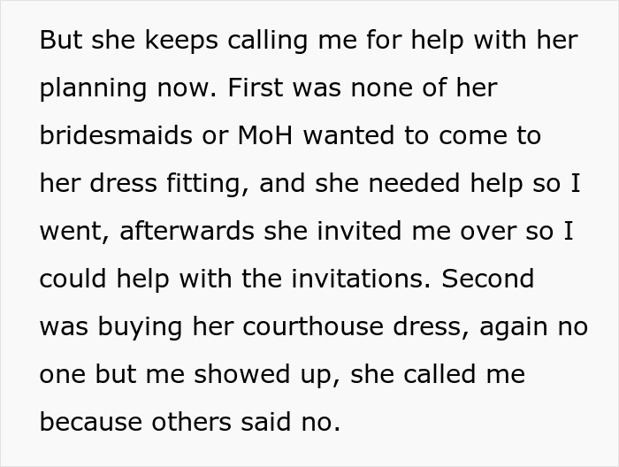 Friend helps bride with wedding prep after others decline assistance. Friend helps bride with wedding prep after others decline assistance.