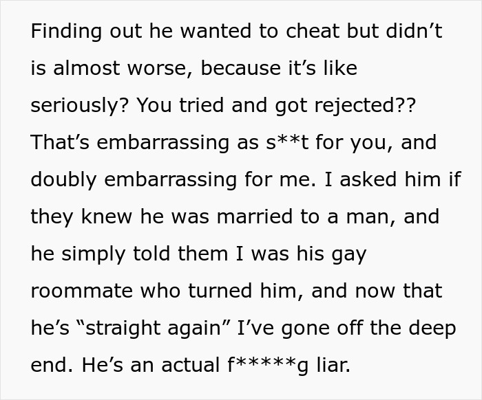 Text expressing frustration and disbelief about a man ending his gay marriage due to church beliefs. Text expressing frustration and disbelief about a man ending his gay marriage due to church beliefs.