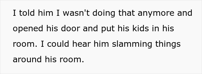 Text describing a disagreement over parenting responsibilities, involving a man locking his kids out for gaming.