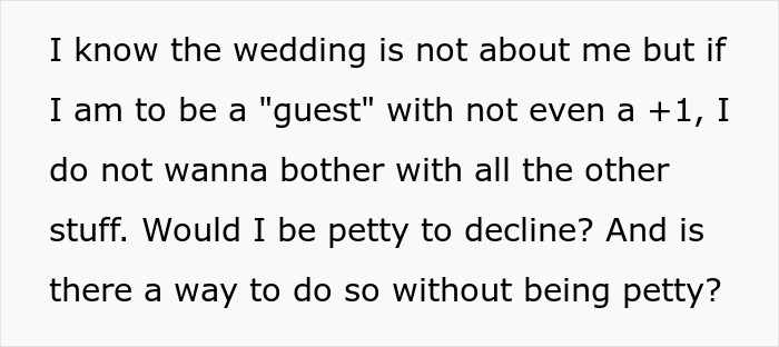 Text message about wedding labor request without bridal party inclusion. Text message about wedding labor request without bridal party inclusion.