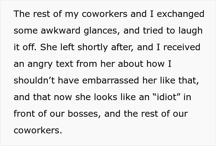 Text message from an angry coworker after an awkward work party encounter, discussing workplace embarrassment concerns.