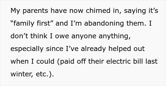 Text block discussing family pressures as a man is urged to pay for sister's college. Text block discussing family pressures as a man is urged to pay for sister's college.