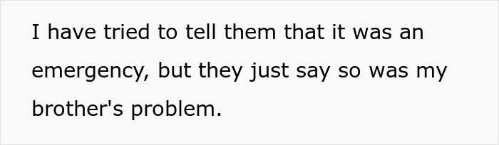 Text about a sister's refusal to lend brother money for an emergency. Text about a sister's refusal to lend brother money for an emergency.