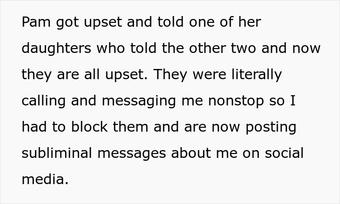 Stepmom and stepsisters upset over family dispute, social media drama ensues.