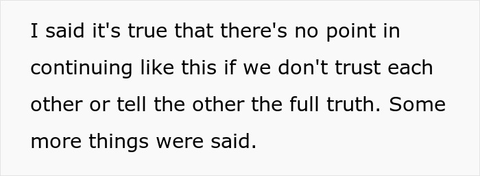 Text discussing trust issues in relationships, emphasizing the need for honesty and truth.