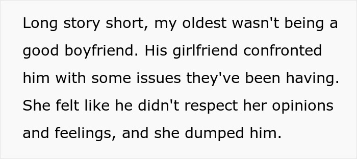 Dating Advice To Younger Son Accidentally Leads To Eldest’s Breakup As The GF Realized Her Worth Dating Advice To Younger Son Accidentally Leads To Eldest’s Breakup As The GF Realized Her Worth