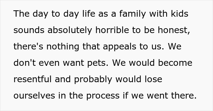 Text expressing concern about family life with kids and a reluctance to become resentful.