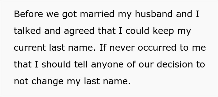 Text about bride keeping her last name before marriage decision.
