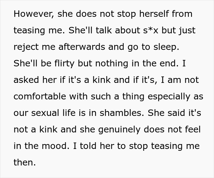 Text highlights relationship challenges related to intimacy and communication.