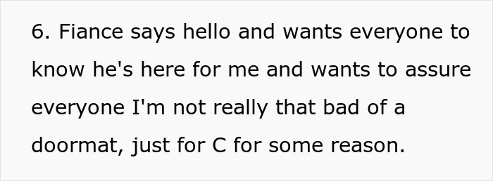 Text screenshot with a quote about a fianc&eacute; supporting boundaries in a babysitting situation.