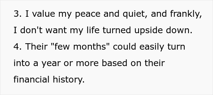 Text discussing refusal of brother's request for family housing due to financial concerns and desire for peace. Text discussing refusal of brother's request for family housing due to financial concerns and desire for peace.