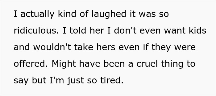 Text from a woman setting boundaries about babysitting, expressing exhaustion.