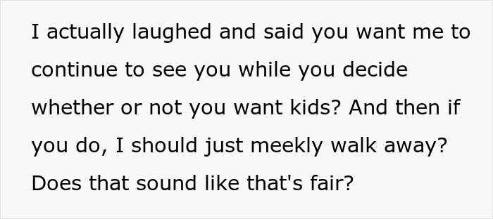 Text exchange discussing kids and relationship fairness, reflecting on a breakup situation. Text exchange discussing kids and relationship fairness, reflecting on a breakup situation.