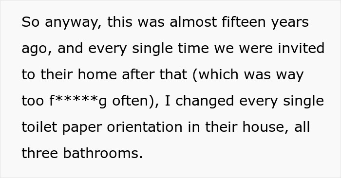 Text about husband's response to MIL's control over toilet paper orientation. Text about husband's response to MIL's control over toilet paper orientation.