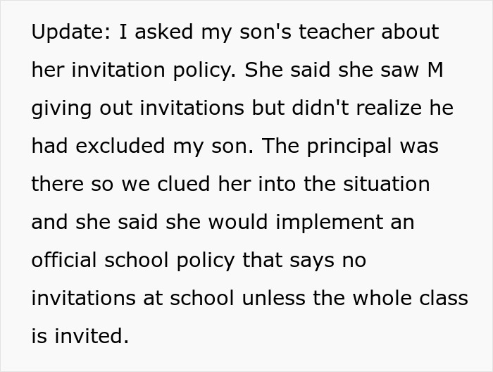 School invitation policy update to prevent excluding students from birthday parties.