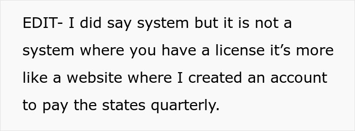 Text about a laid-off employee clarifying a system used for state payments.